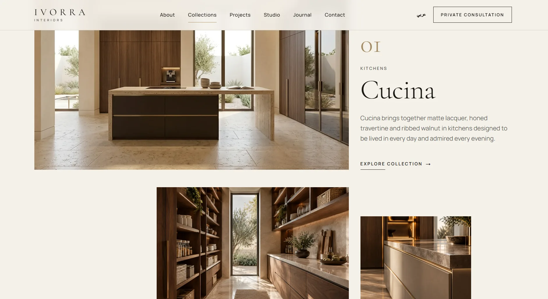 Ivorra Interiors — Luxury Design Studio — Each collection presented like a catalogue spread