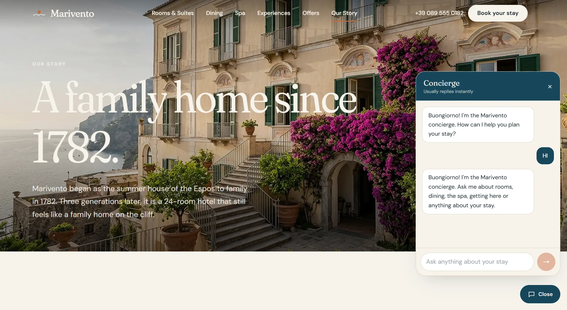 Marivento — Boutique Cliff Hotel — A concierge that's always on duty