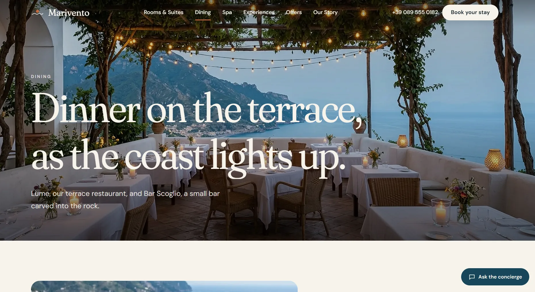 Marivento — Boutique Cliff Hotel — Selling the stay, not just the room