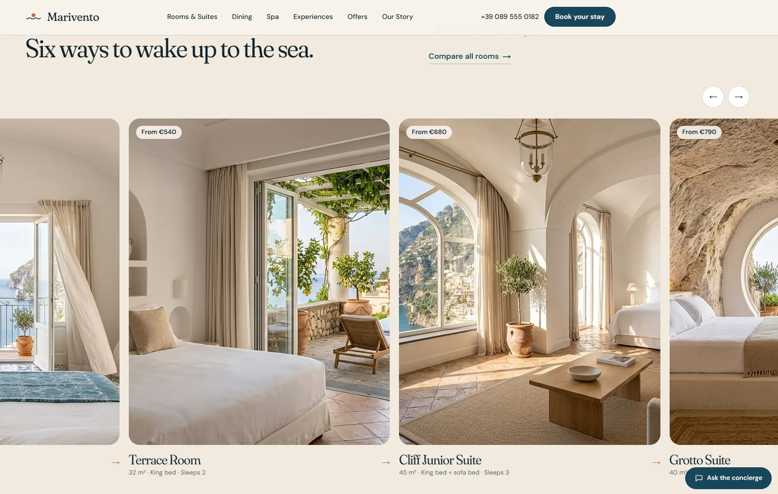 Marivento — Boutique Cliff Hotel — Six rooms, easy to compare