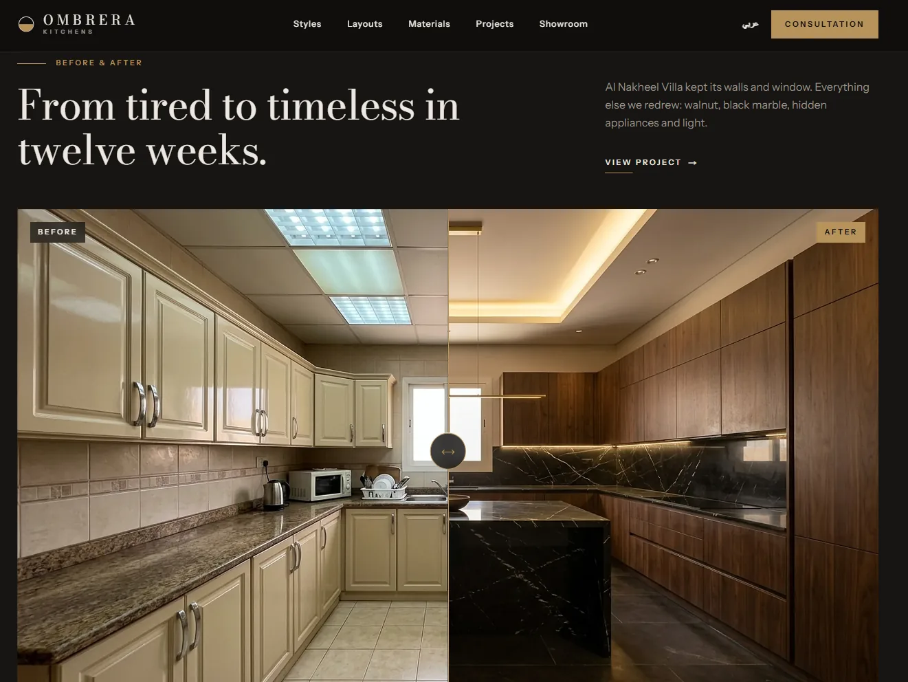 Ombrera Kitchens — Kitchen Design Studio — A renovation told in one drag