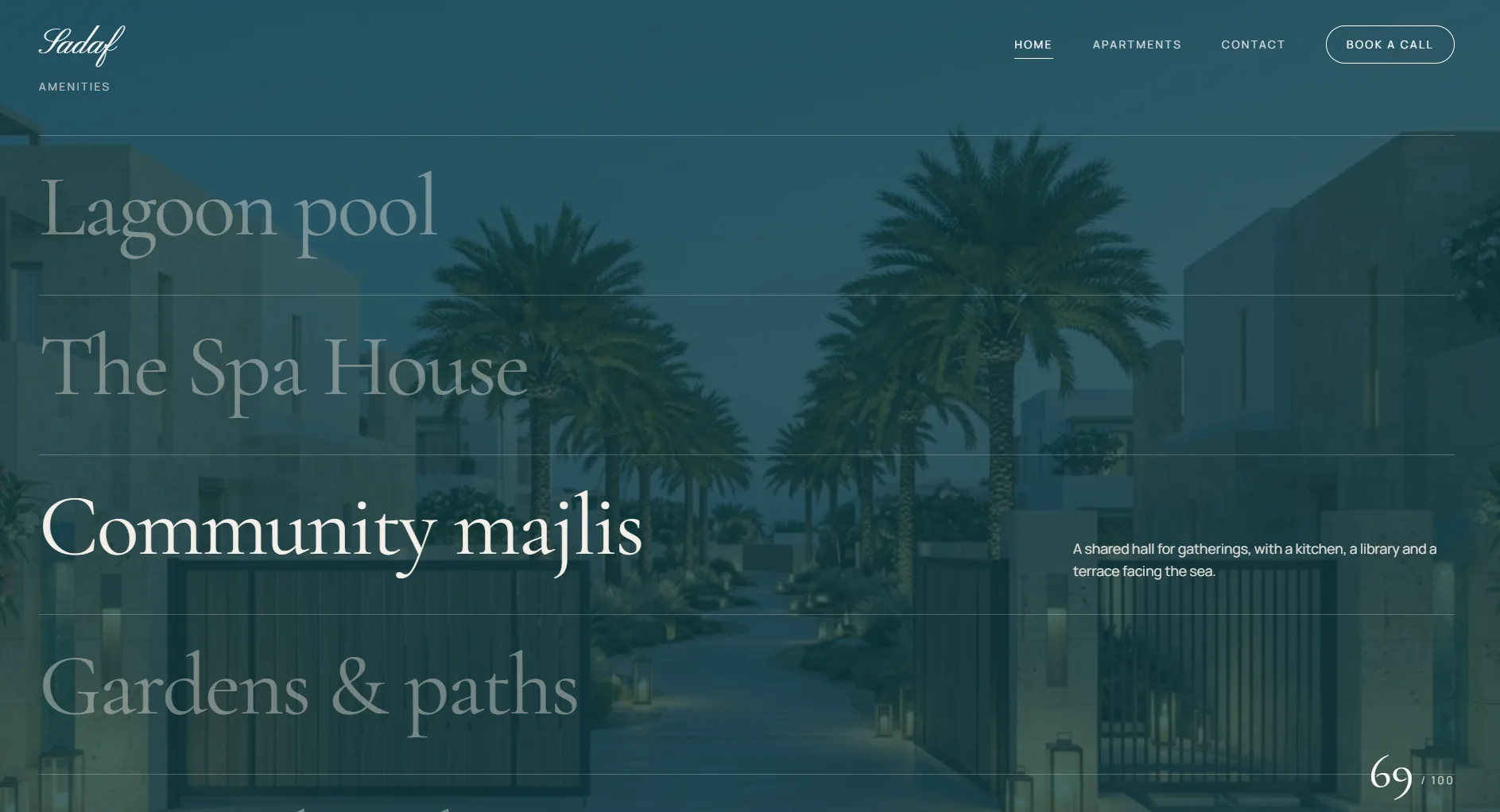 Sadaf — Red Sea Residences — An interactive amenities index