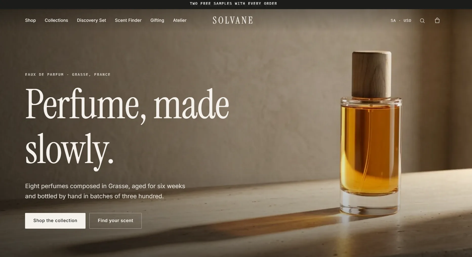 Solvane — Niche Perfume Store — website screenshot